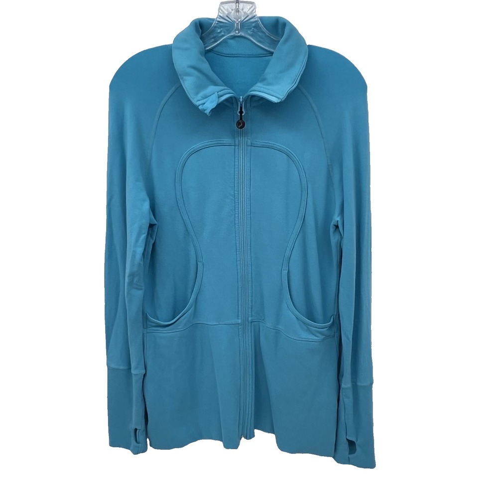 LULULEMON Women's 12 Turquoise Full-Zip Thigh-Length Lightweight Collared Jacket